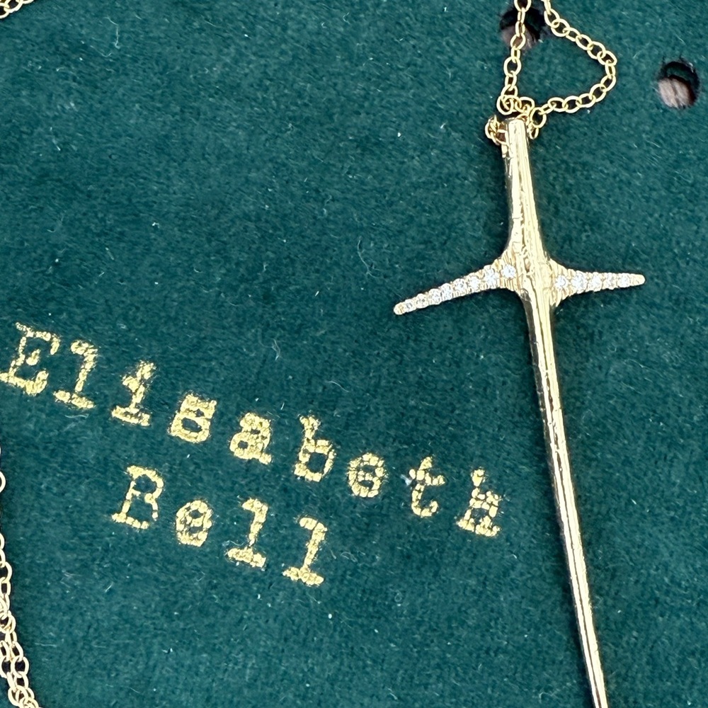 Elisabeth Bell 14k Yellow Gold Large Thorn Necklace w Diamond Points